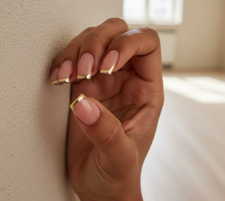 pink and gold nails