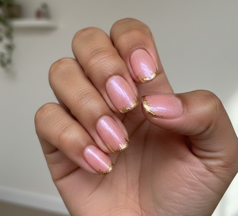 pink and gold nails