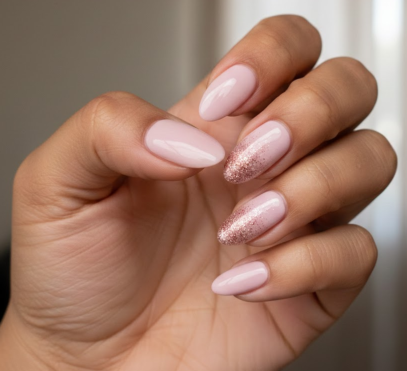 pink and gold nails