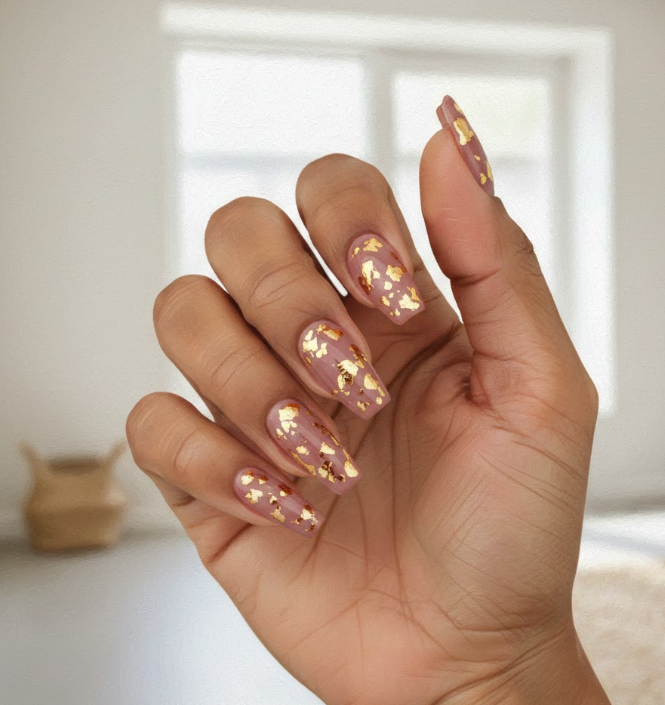 pink and gold nails