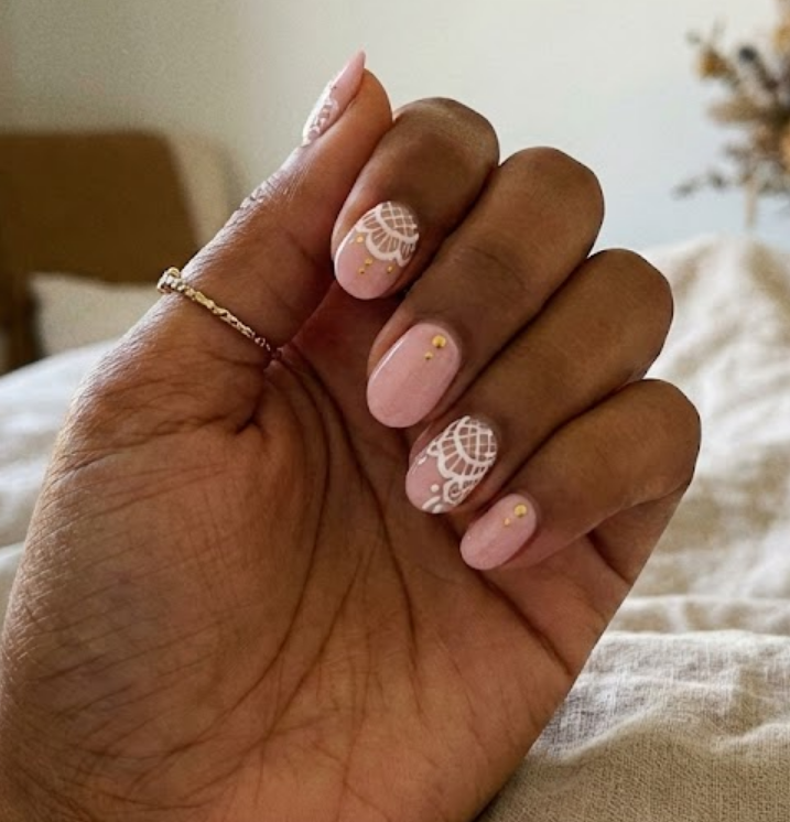 pink and gold nails