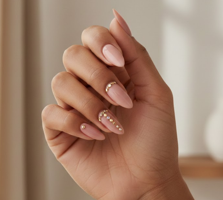 pink and gold nails