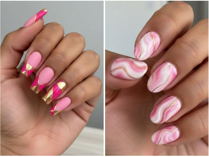 20 Chic Pink And Gold Nail Trends You Need to Try Now