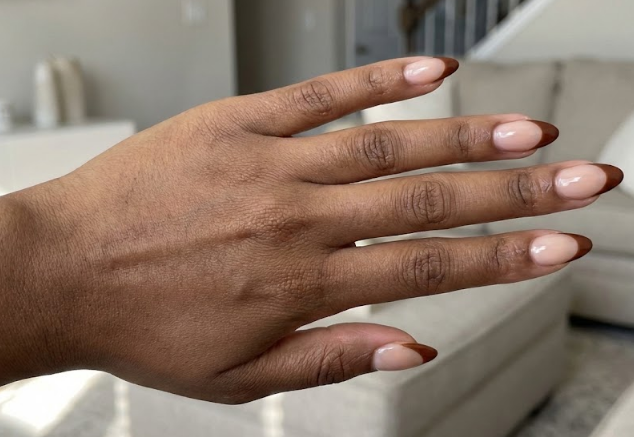 brown and white nails