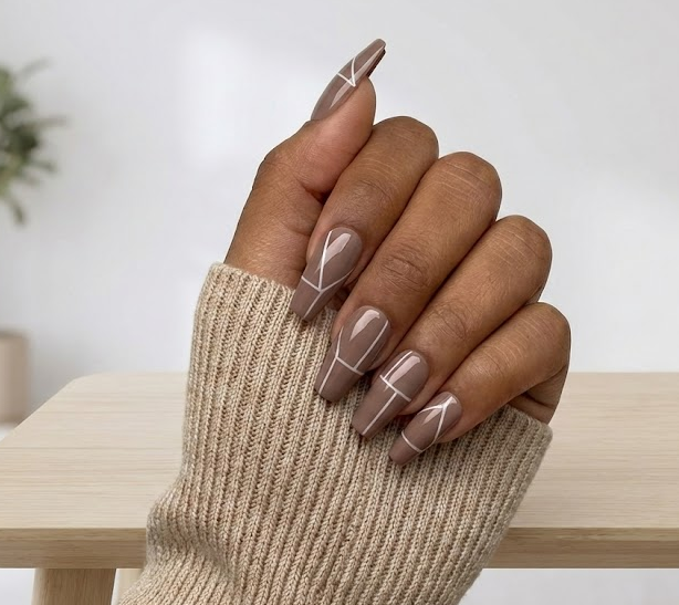 brown and white nails