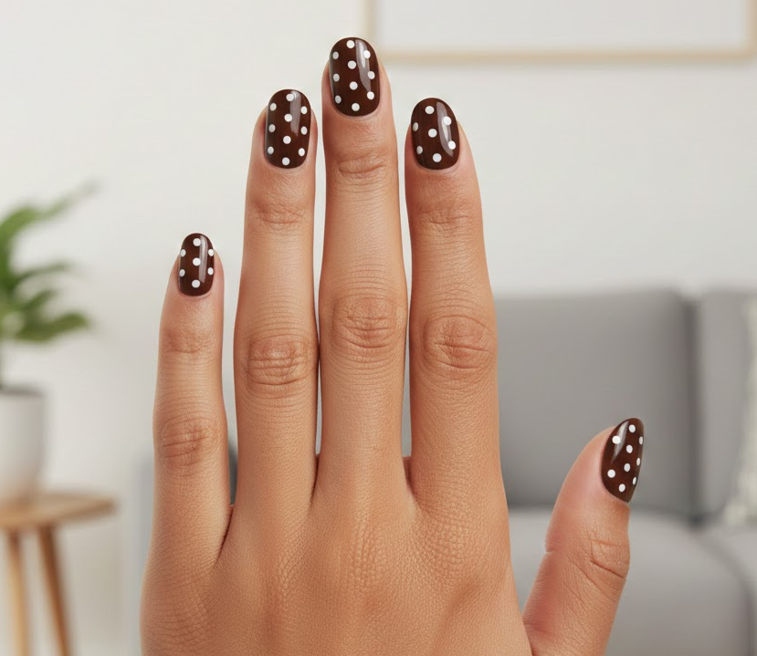 brown and white nails
