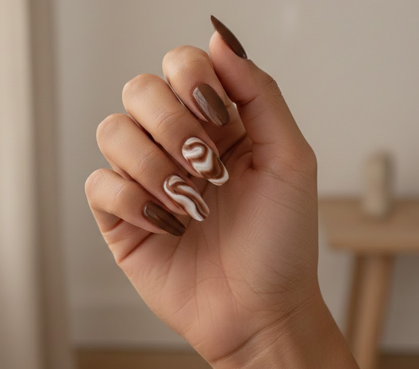 brown and white nails