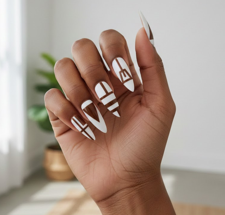 brown and white nails