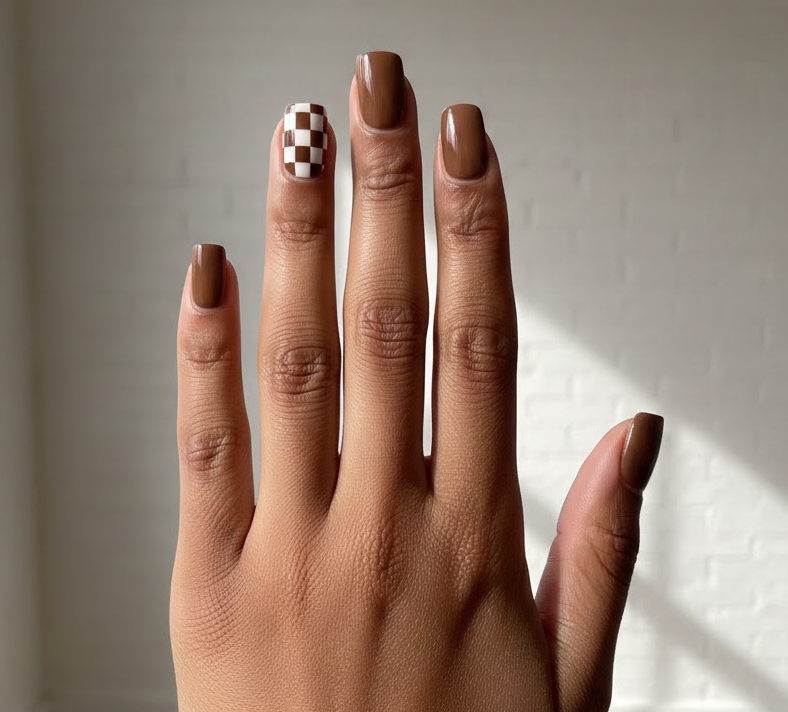 brown and white nails