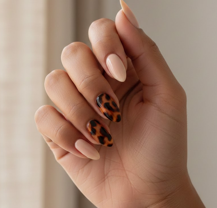 brown and white nails
