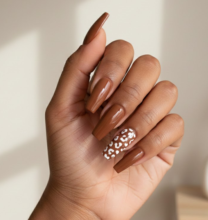 brown and white nails