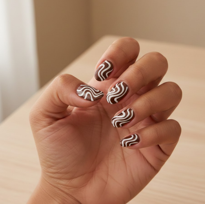 brown and white nails