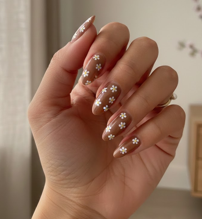 brown and white nails
