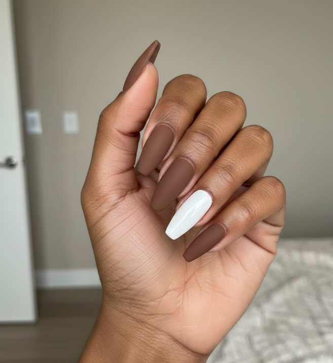 brown and white nails