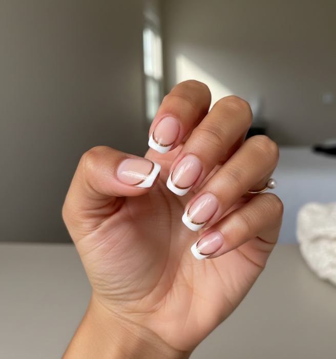 brown and white nails