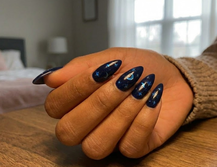 black and blue nails
