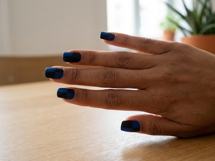 black and blue nails