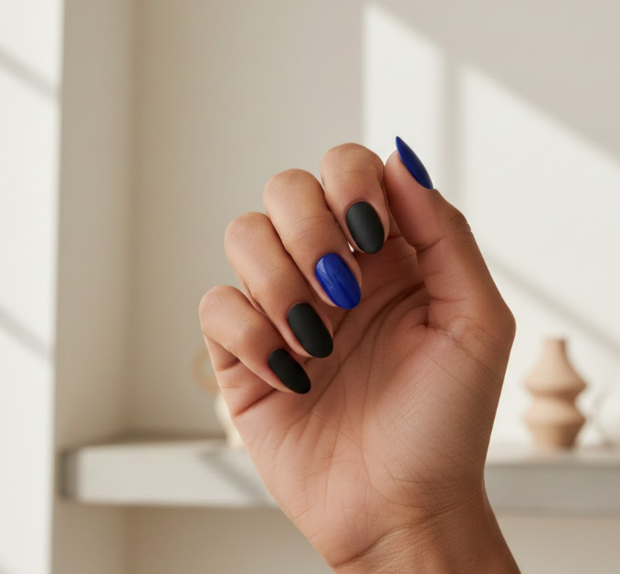 black and blue nails