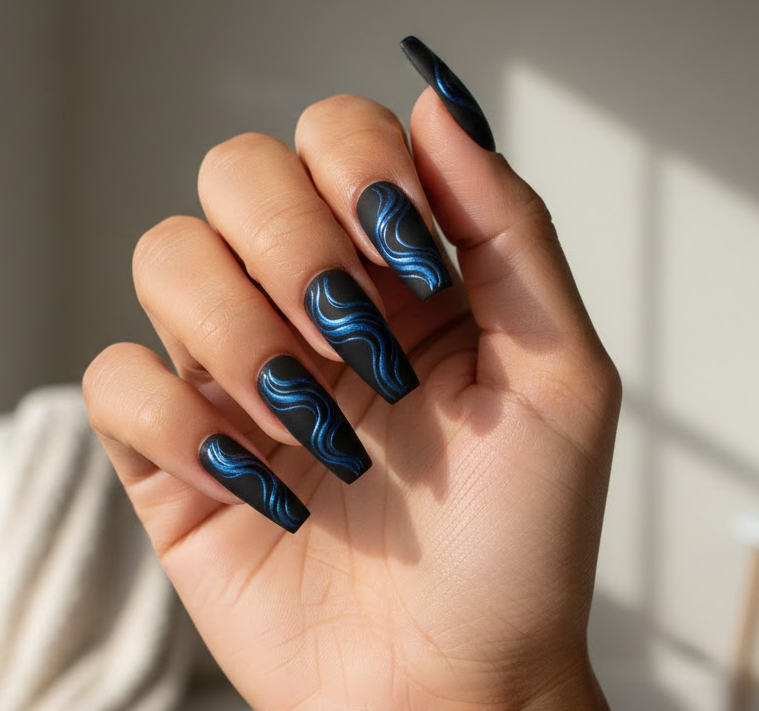 black and blue nails