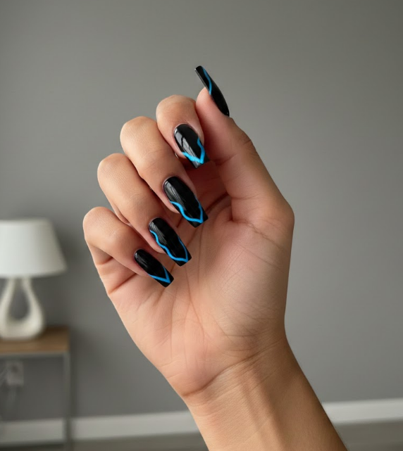 black and blue nails