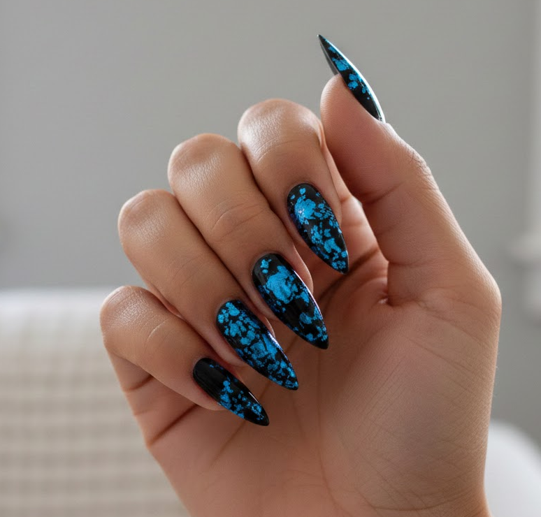 black and blue nails