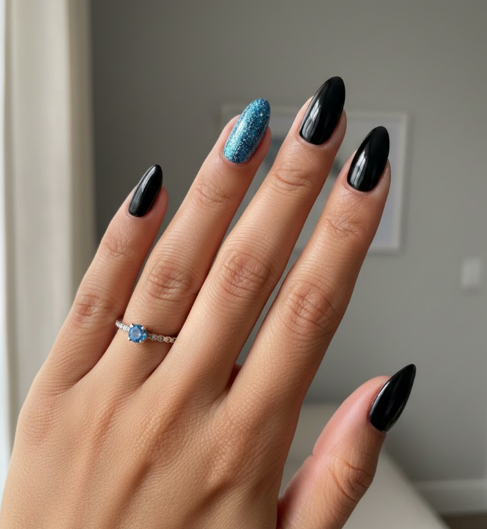 black and blue nails