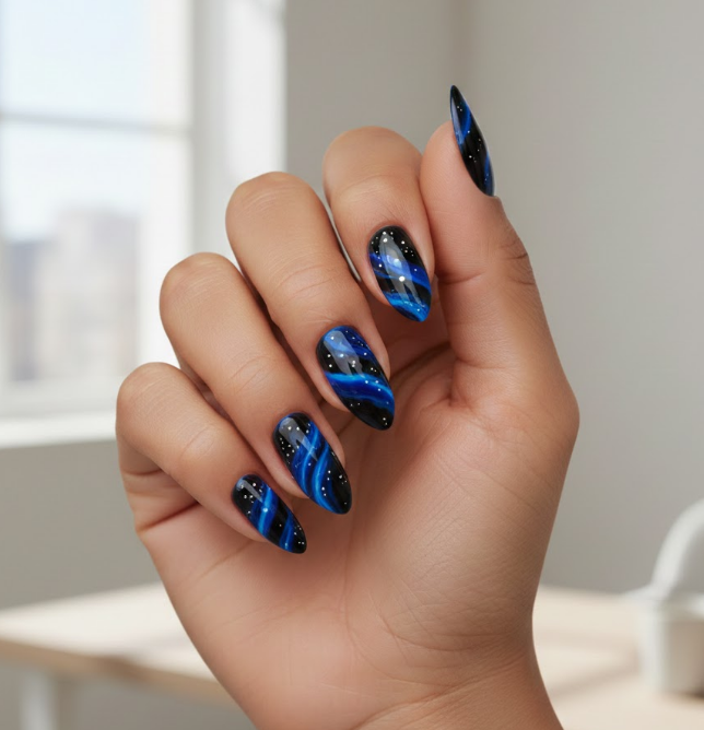 black and blue nails