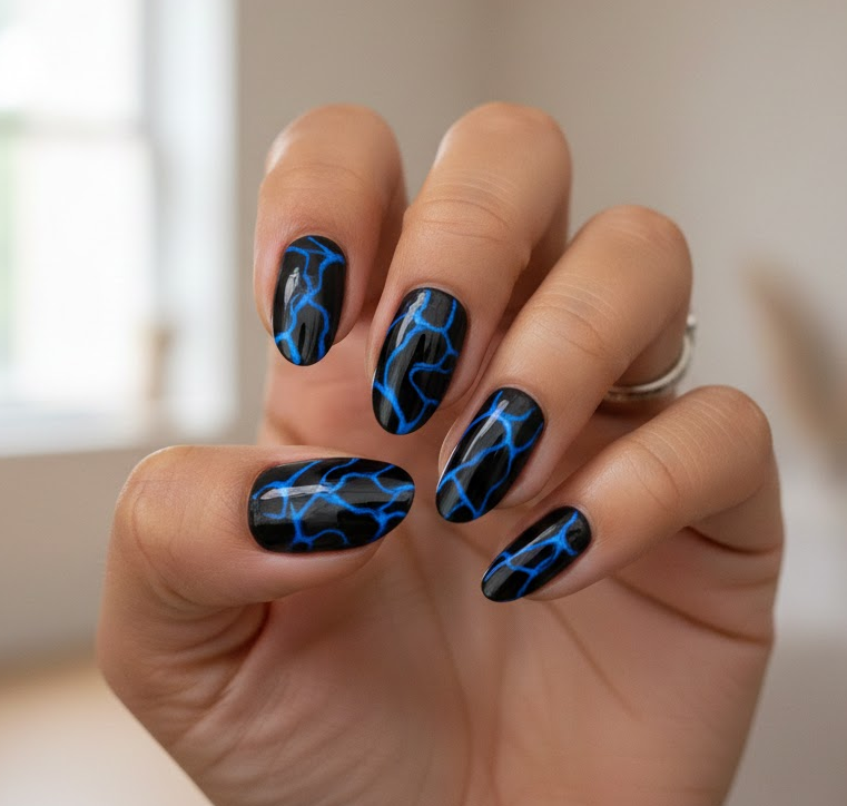 black and blue nails