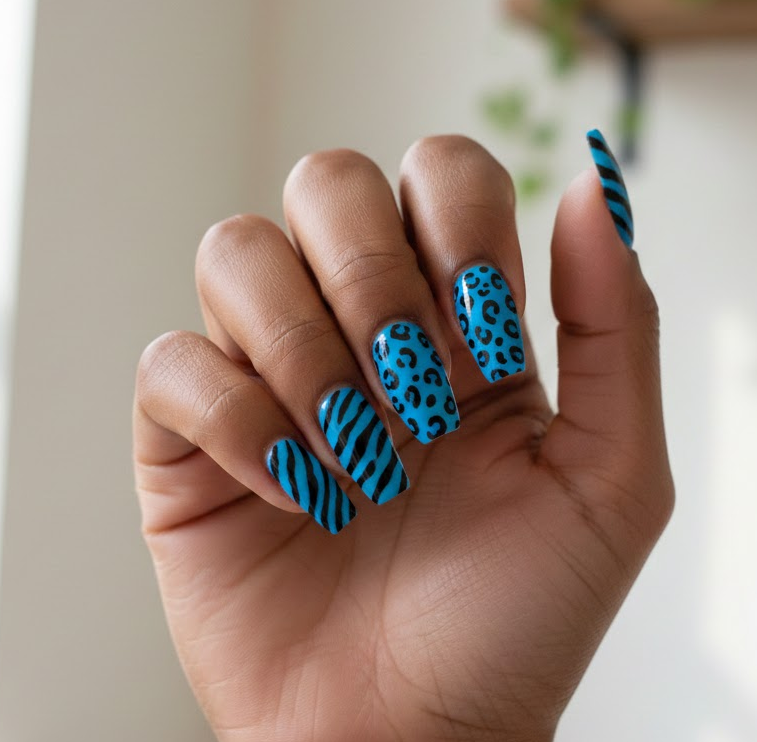 black and blue nails