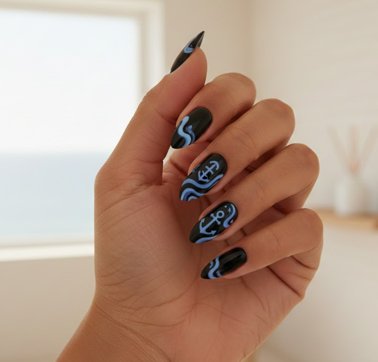 black and blue nails