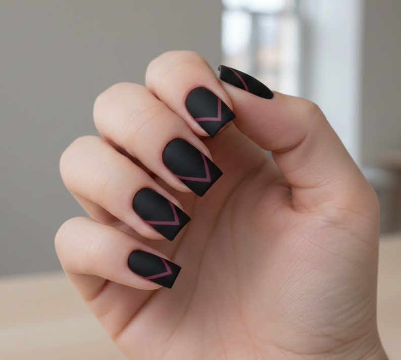 black and maroon nails