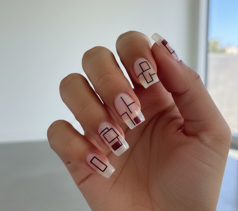 black and maroon nails