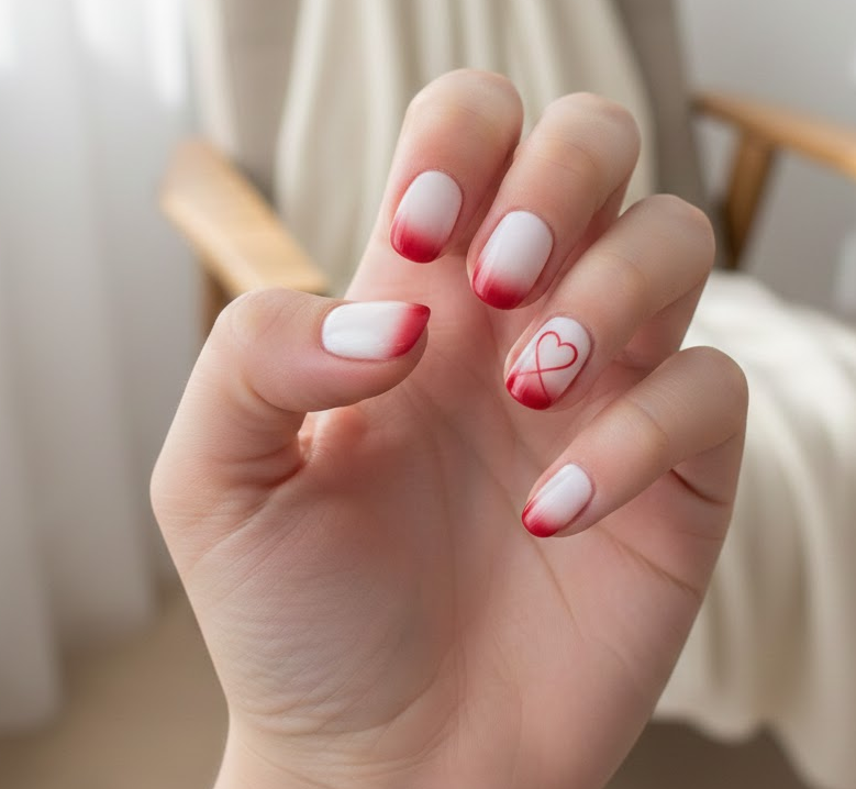imagered and white ombre nails