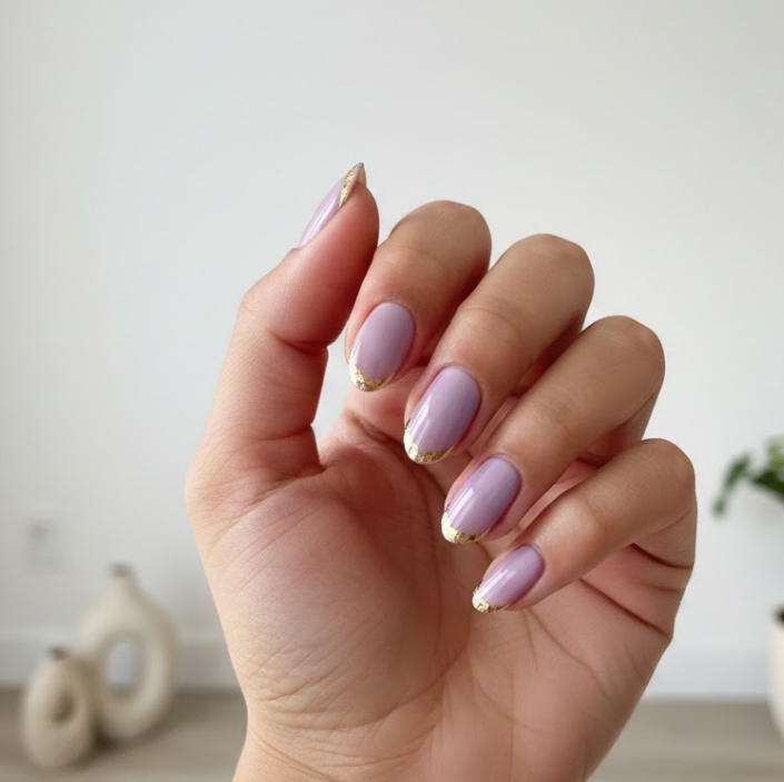 gold and purple nails
