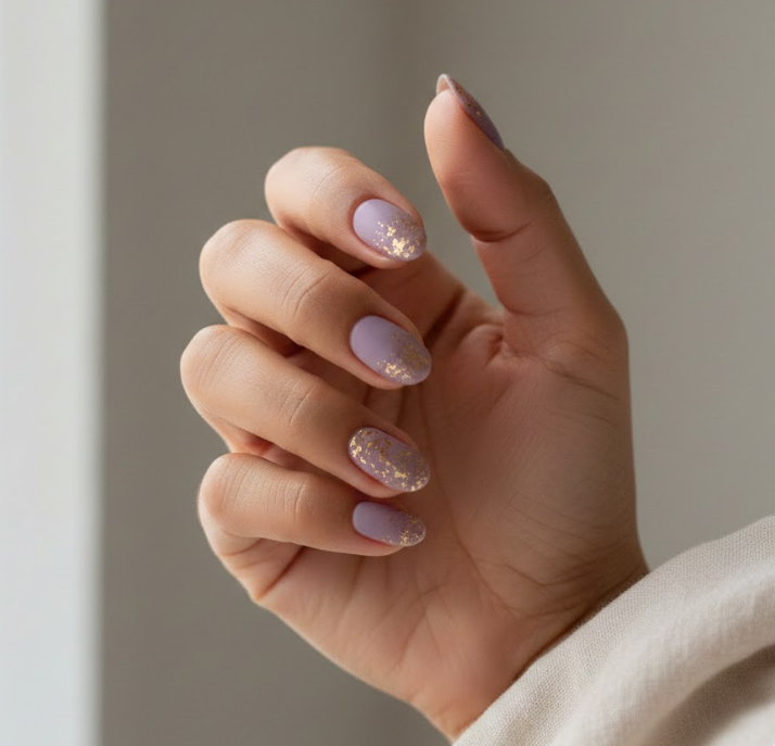 gold and purple nails