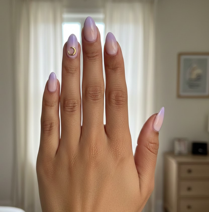 gold and purple nails