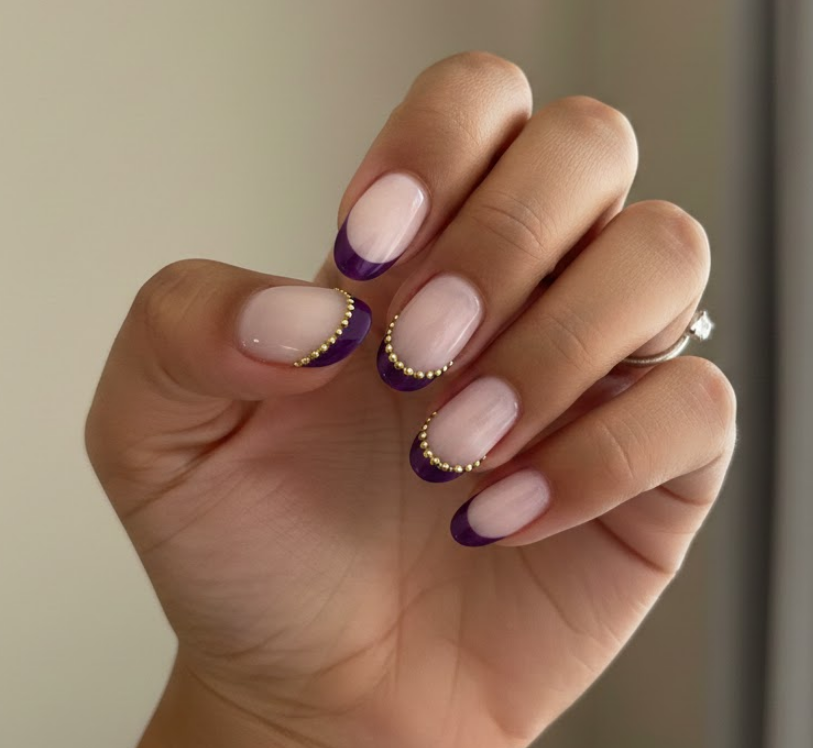gold and purple nails