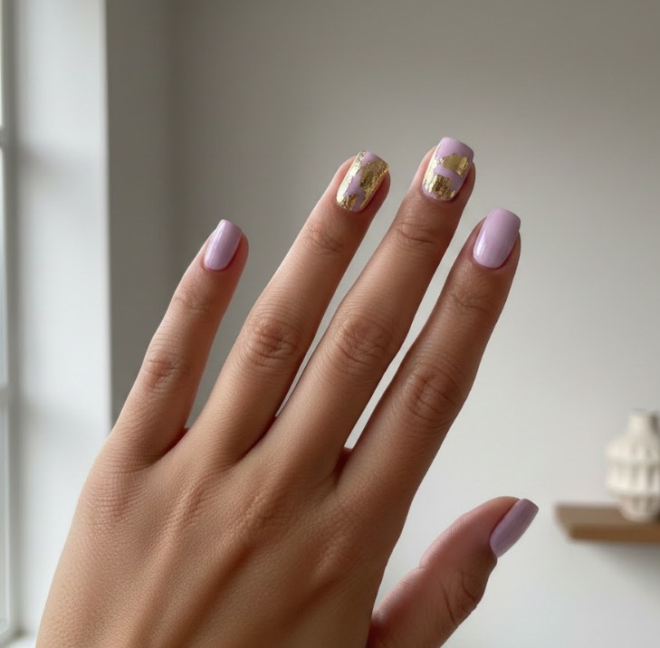 gold and purple nails