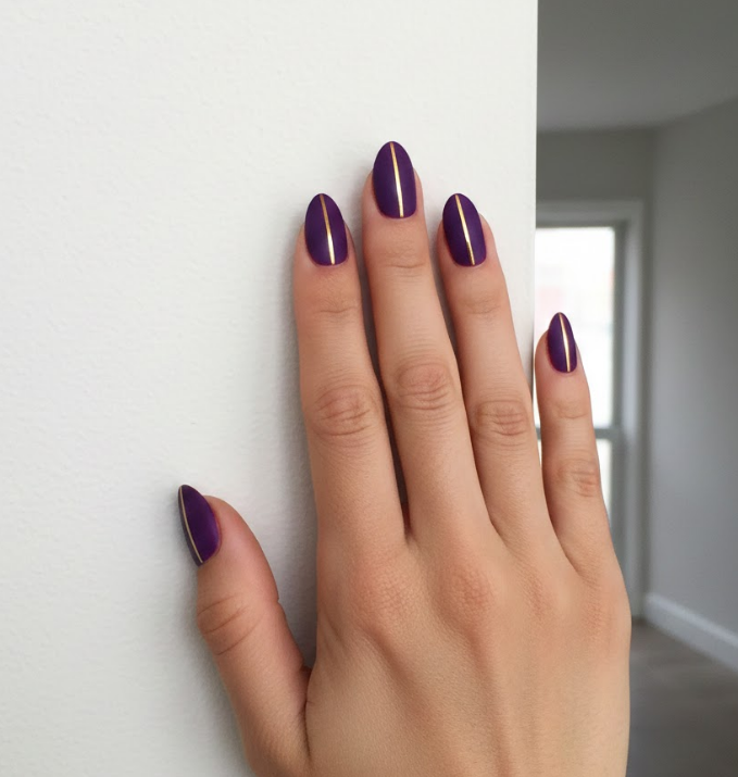 gold and purple nails