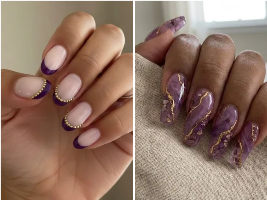 20 Chic Purple And Gold Nail Trends You Need to Try Now