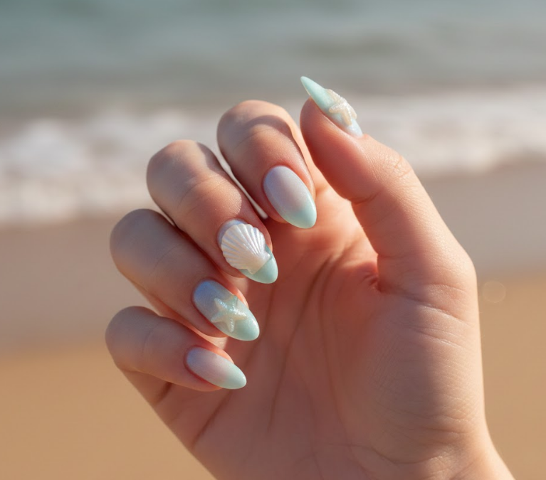 beach wedding nails