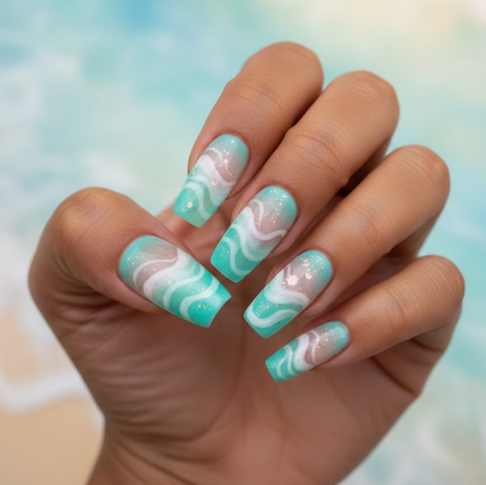 beach wedding nails