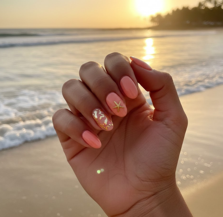 beach wedding nails