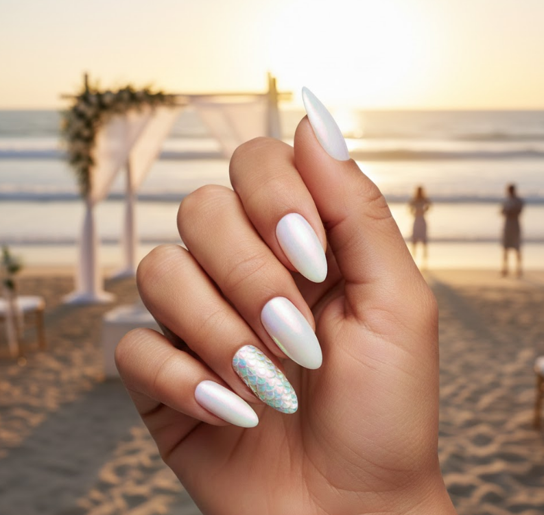 beach wedding nails