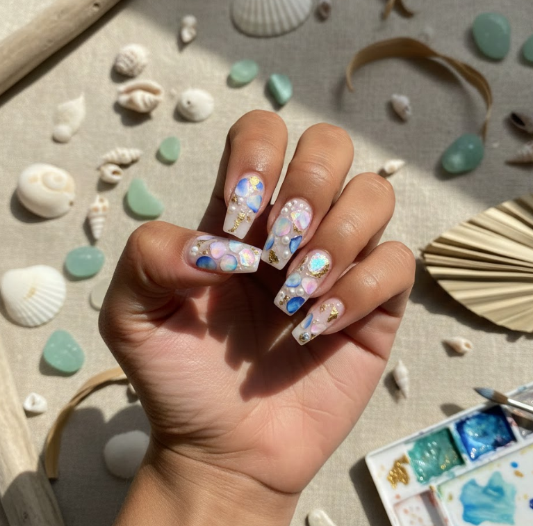 beach wedding nails