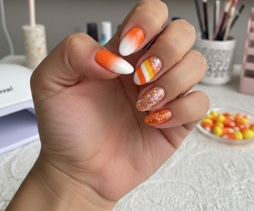 candy corn nails