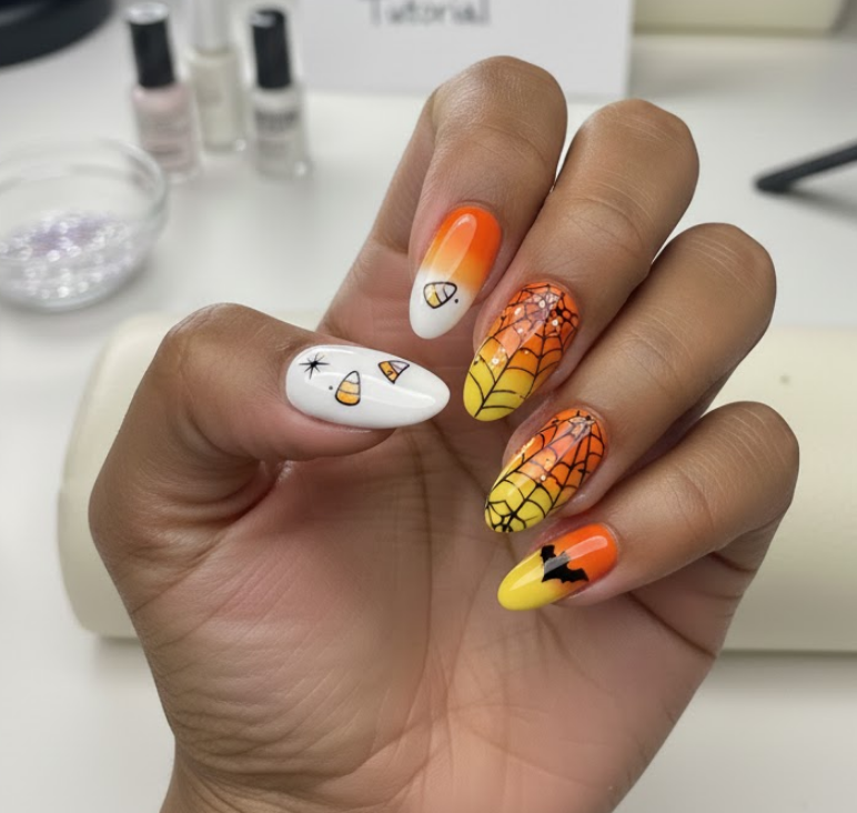 candy corn nails