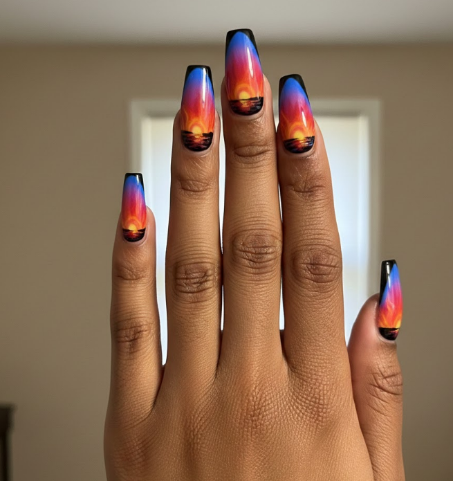 purple and blue nails