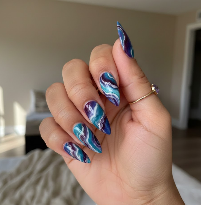 purple and blue nails