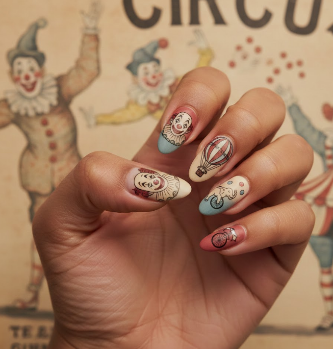 clown nail designs